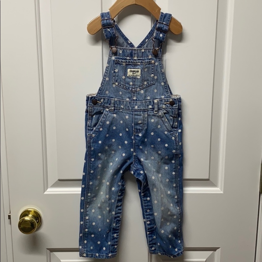 Oshkosh B’Gosh polka dot overalls 24m